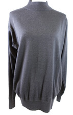 Neiman Marcus Womens Mock Neck Pullover Sweater Black Size Large Wool Silk Cash