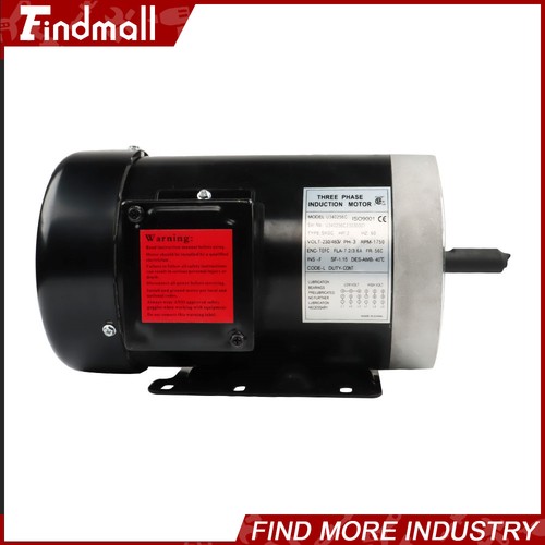 2HP 3-Phase Motor 56C Frame 1800RPM TEFC 230/460V General Electric Motor - Picture 12 of 24