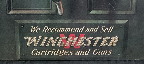 INSEGNA LATTA WINCHESTER CARTUCCE E PISTOLE CACCIA ANATRE 15 1/2”x12 3/4” @FS - Foto 2 di 6