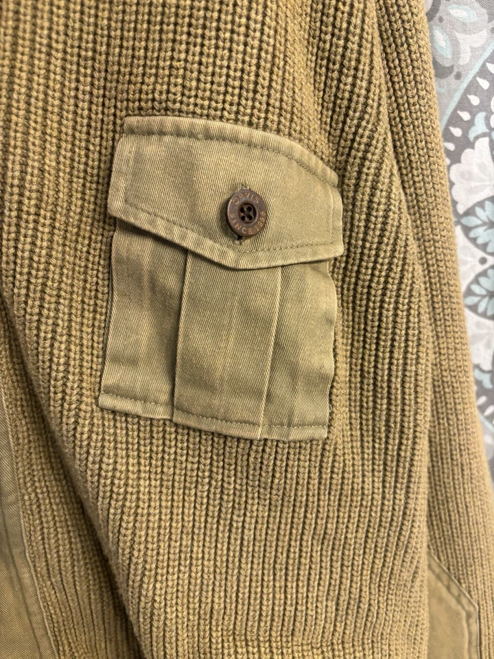 Orvis Hawker Twill Cardigan Sweater Men XL  Khaki Cotton Field Utility Grandpa - Image 3 of 4