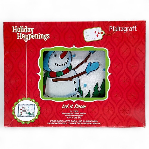 Plato de Navidad de vidrio pintado a mano ondulado rectangular Pfaltzgraff raro 17 3/4" - Imagen 7 de 15