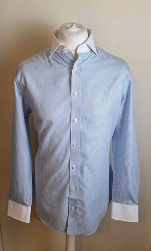 Charles Tyrwhitt Hemd blau gestreift 17" - 34" Slim Fit BÜGELFREI - Bild 2 von 5