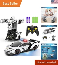 360-Degree Rotating RC Police Car & Robot - Flashing Lights & Easy Deformation