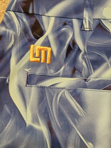 Loudmouth Shorts Mens 32 Blue Blow Torch AOP Golf Chino Stretch Pockets EUC - Picture 3 of 4