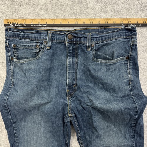Levi’s 514 Slim Straight Jeans Men’s Size 38x32 Blue Zip Back Pocket Snap Waist - Picture 2 of 8