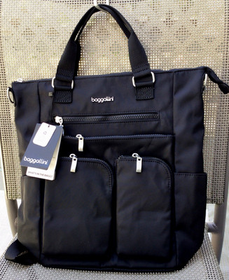 NWT Baggallini All Set 3 In 1 Backpack Tote RFID Black $ 150 MSRP