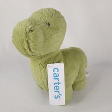 2023 Carters Green DINOSAUR Plush 8" Brontosaurus Baby Lovey Toy Embroidered NWT