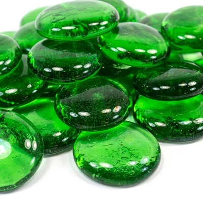 STEINGRAU 1kg Glasnuggets 30-35 mm grün II. Wahl Muggelsteine Zählsteine Mosaik Murmeln