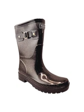 REACTION KENNETH COLE Womens Black Glitter Round Toe Rain Boots 9 M
