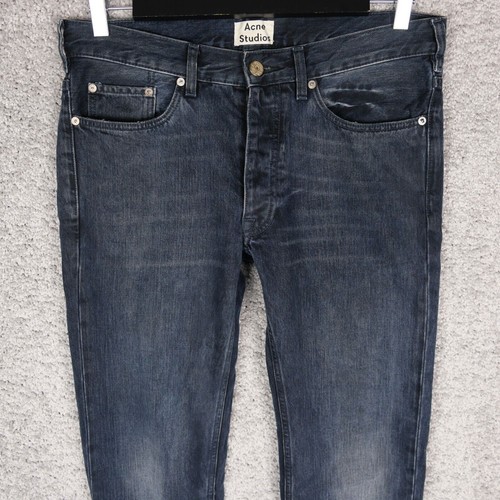 ACNE STUDIOS HERREN JEANS ROC LANA W31 L32 BLAU SLIM TAPERED DISTRESSED DENIM ECO