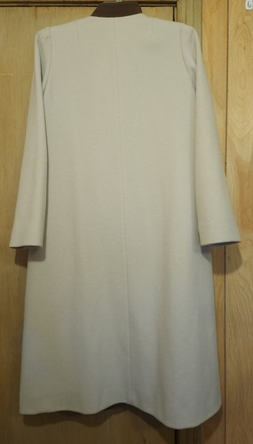 Abrigo de lana Arista vintage para mujer pequeño/mediano largo completo beige marrón ribete - Imagen 3 de 24