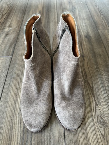 Frye Nora Short Heeled Zip Ankle Boots Gray Suede Booties Women’s 9.5 B - Picture 3 of 8