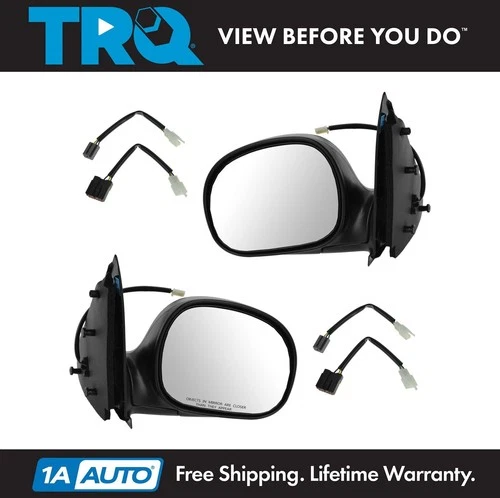 TRQ Mirror Side View Power Textured Black LH RH Pair Set for Ford F150 F250