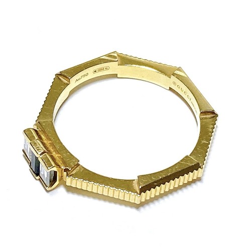 Anello Gucci Link to Love Diamante #51 US5,75 Pietra Verde Oro Giallo 750 YG - Foto 3 di 12
