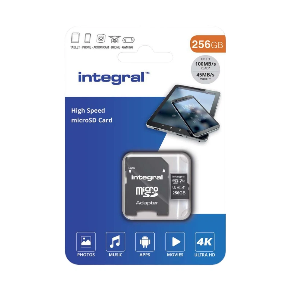 Integral MicroSDHC/XC V30 UHS-I U3 High Speed 256GB Memory Card - Image 2 of 2