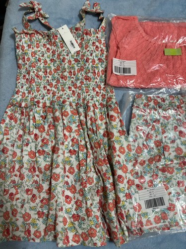 NWT Janie and Jack Floral Romper 16 Tops Shorts Bow Hair Barrette - Picture 4 of 8