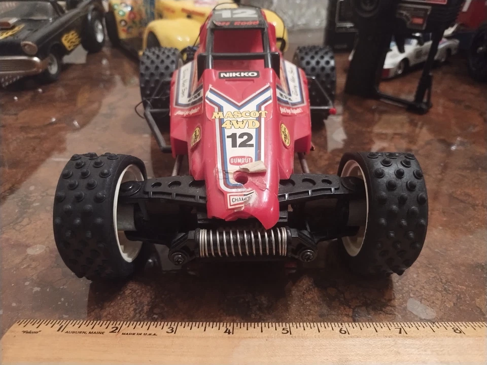 Vintage - Used- NIKKO MASCOT 4WD Frame Buggy RC Car 1987 1/14 Scale RED & Remote - Image 3 of 4