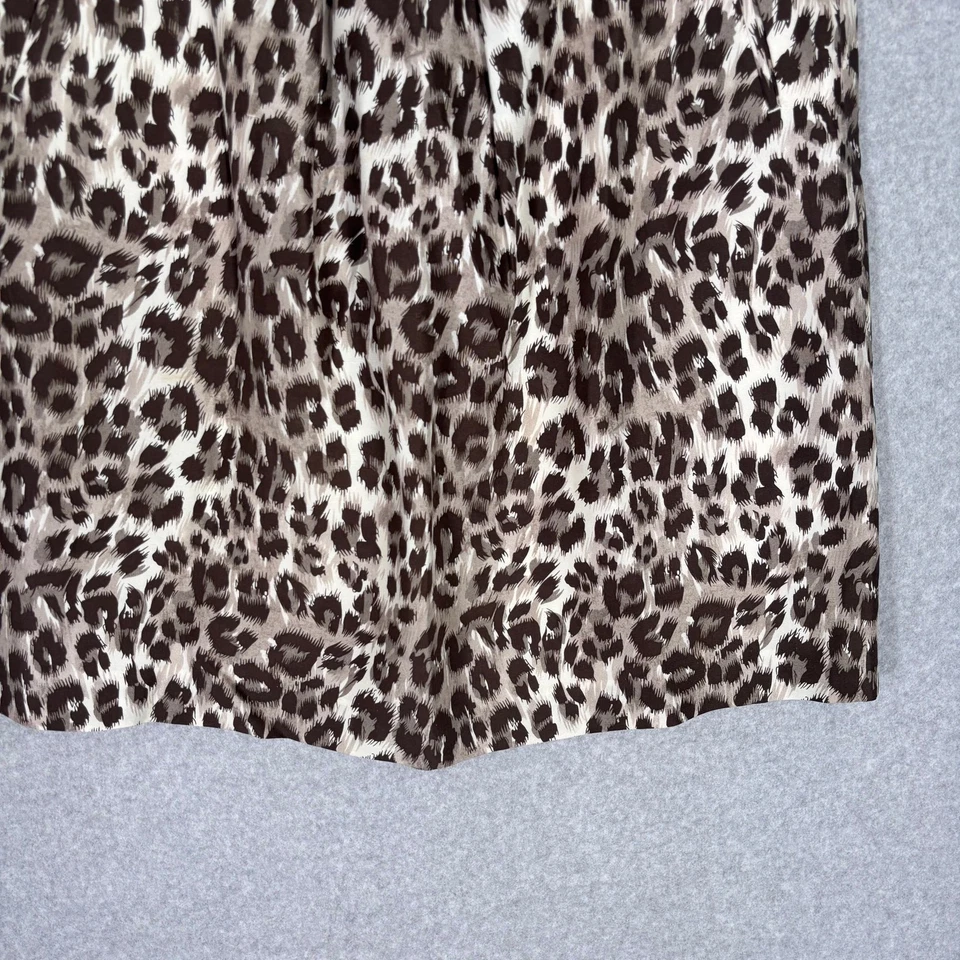 Falda Banana Republic 12 Bolsillos Plisados Leopardo Seda Academia Neutrales Carrera Foto 3 de 4