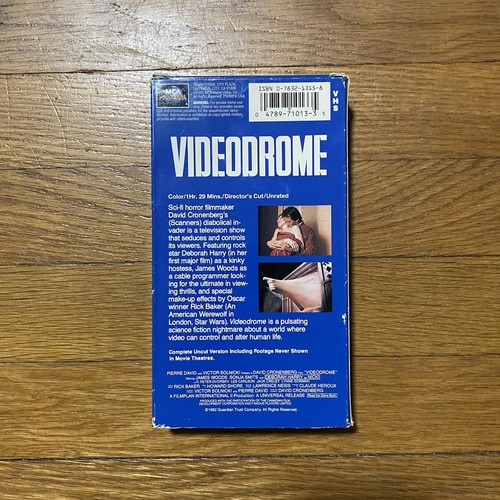 Videodrome 1982 VHS Uncut Unrated Cronenberg Horror Cult Director Cut Tested - Picture 2 of 6