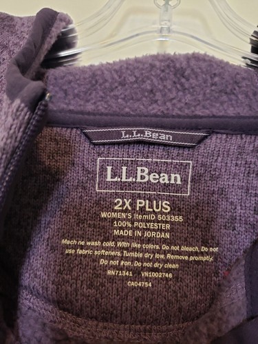Ladies LL BEAN Lavender Purple Full Zip Hoodie Sweatshirt Pockets PLUS 2XL - Picture 3 of 3