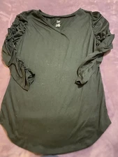Jennifer Lauren Women Blouse Black Large Long Sleeve Cinched Sleeves. Pre-owned.