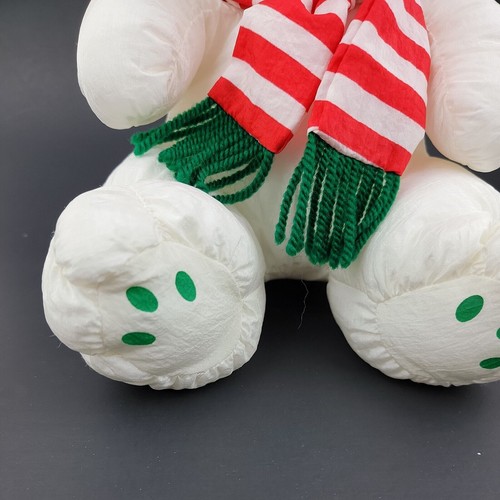 Vintage J.S. International Weihnachten weißer Bär Schal Nylon Plüsch Stofftier 9 Zoll - Bild 3 von 11