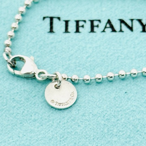 18" Tiffany & Co Sterling Silver 1.7mm Bead Necklace Dog Chain w Lobster Clasp - Picture 3 of 6