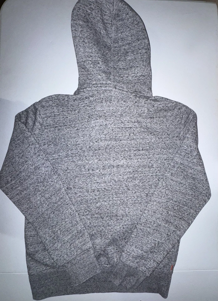 Superdry Sudadera con Capucha Hombre Mediana Gris Jaspeado Azul Pullover Big Logo Spellout Foto 4 de 4