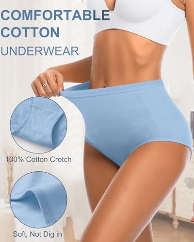 Damen Baumwolle Unterwäsche Hohe Taille Wochenbett C X-Large Mehrfarbig, 6er Pack - Bild 2 von 6