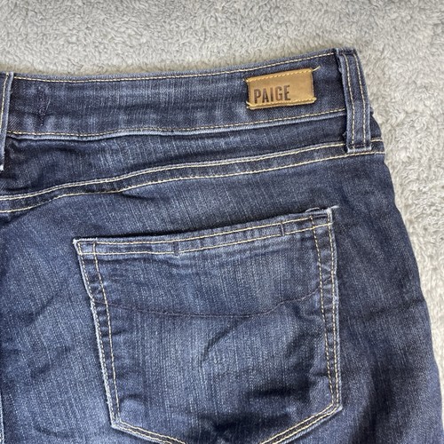 Paige Skyline Boot Cut Jeans Women 35x33 Blue Denim Mid Rise USA Made Stretch - Picture 14 of 15