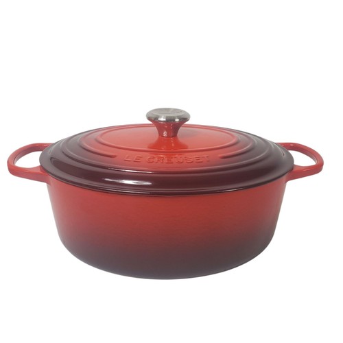 Le Creuset Signature 63/4 QT Gusseisen Oval Dutch Oven Cerise Rot 6,75 Quart Schrammen - Bild 2 von 16