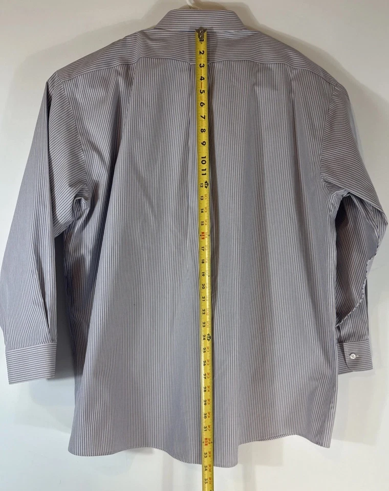 Camisa de vestir Roundtree & Yorke etiqueta dorada para hombre 18-34 rayas azules/amarillas Foto 3 de 4