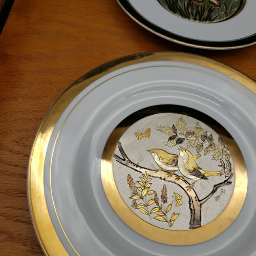 Vintage Chokin Art Plate Set of 4 – 24K Gold Trim Japan Birds Floral Collection - Picture 7 of 22