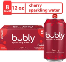 Bubly Cherry Sparkling Water 12 fl oz 8-Pack Cans Zero Calorie Refreshing Drink