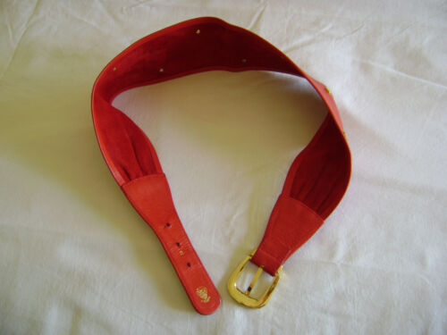 Gucci Belt Ladies Red Leather and Suede Size 70 - Picture 2 of 11