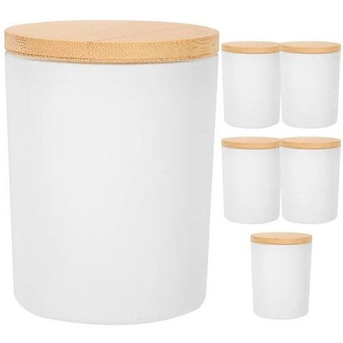 Frosted Empty Candle Jars 7oz with Bamboo Lids & Labels for Candle Making - Picture 3 of 18