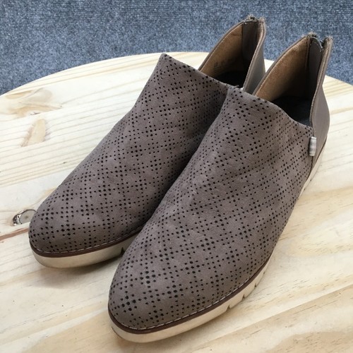 Dr Scholls Boots Womens 9M Brown Insane Shootie Heel Zip Perforated Suede Casual - Picture 3 of 16