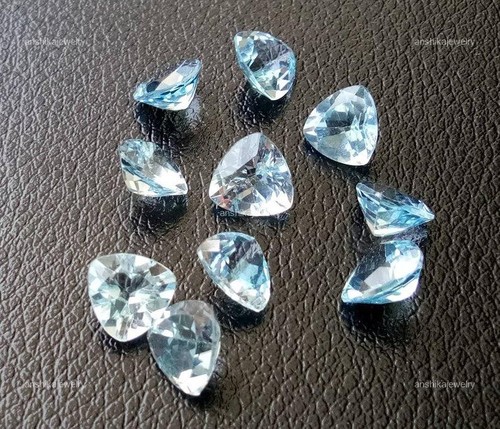 Trillion Sky Blue Topaz Loose Faceted Ethical Gemstone Natural 6X6MM - Picture 3 of 10