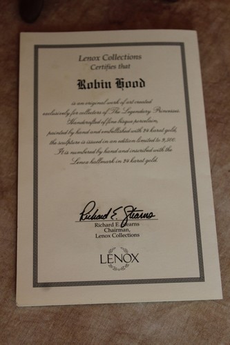 FIGURA LENOX EDICIÓN LIMITADA ROBIN HOOD #1880 CON CERTIFICADO DE AUTENTICIDAD 1996 DH3028 - Imagen 2 de 5