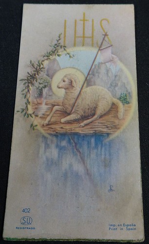 ESTAMPA HOLY CARD PRIMERA COMUNION COLEGIO SALESIANAS VALDEPEÑAS AÑO 1955 CC1507 - Imagen 2 de 2