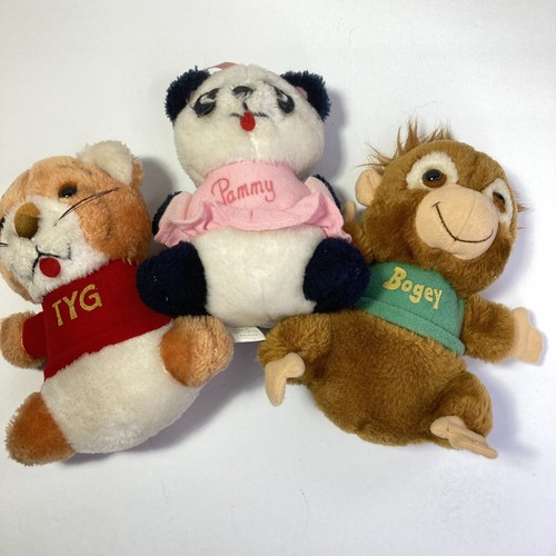 Vintage Shirt Tales 3er-Set Pammy Panda Bogey TYG Tiger Plüschtier 7 Zoll Stofftier Plüsch - Bild 1 von 19