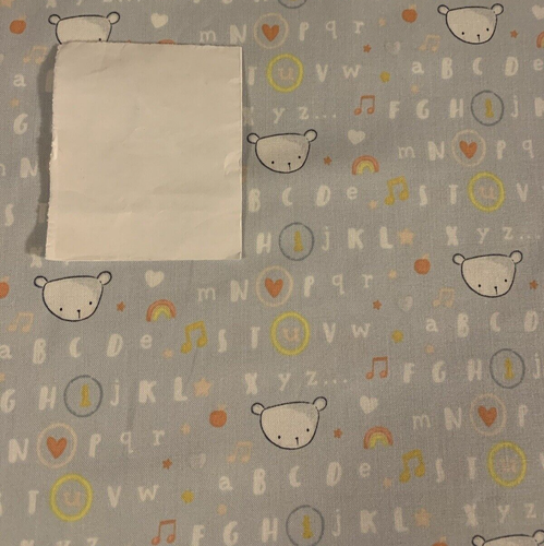 HTF Dear Stella Design Fabric Hearts Bears Alphabets Rainbows On Dove Gray BTY - Picture 4 of 8