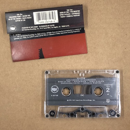 SLAYER Cassette Tape 80s 90s Metal DECADE OF AGGRESSION LIVE DOUBLE ALBUM SET - Picture 7 of 9