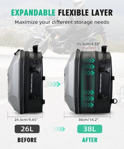 Waterproof Motorcycle Rear Seat Bag Helmet Tail Bag Backpack Luggage Saddle Box - Picture 5 of 12