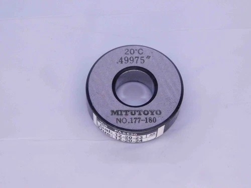 MITUTOYO .49975 MASTER PLAIN BORE RING GAGE .5000 -.0002 1/2 12.694 .500 177-180