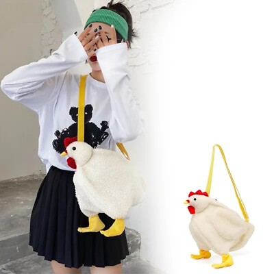 #ad #ad Chicken Shape Bag Zipper Crossbody Purse Fashion Cute Hen Plush Novelty Shoulder