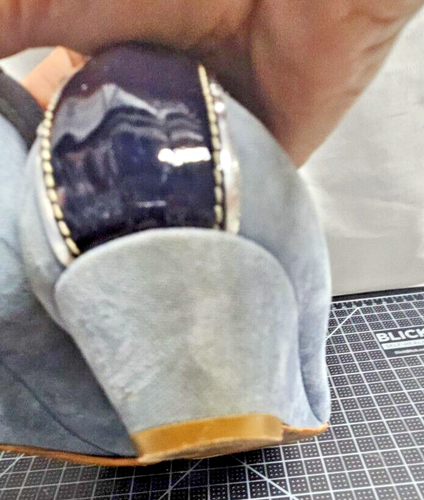 AGL Vero Cuoio Italy made patent leather blue suede Wedge shoes slip on Sz39 - Picture 7 of 13