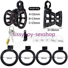 Resin Male Chastity Device Inverted Cage for Men Locking Belt with 4 Rings