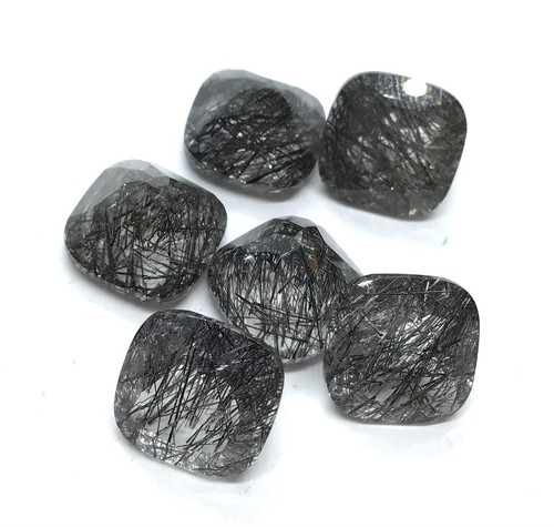 Black Rutile Cushion Cut Natural Quartz AAA Loose Gemstone For Making Jewelry - Picture 18 of 23