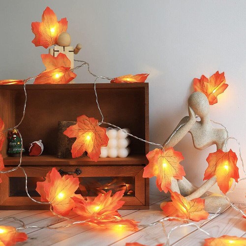 3M LED Lights Autumn Fall Maple Leaves Home Decor Fairy String Leaf Lamp Garland - Picture 5 of 11